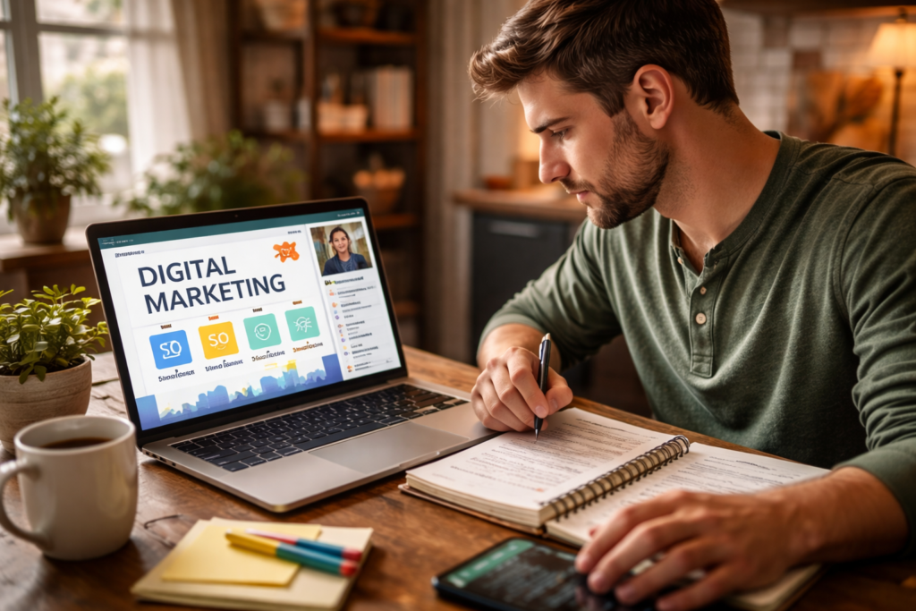 can I learn digital marketing at home setup